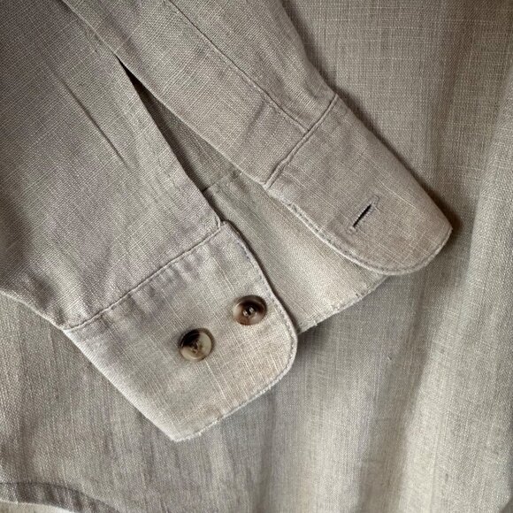 Substudio Linen Blend Button Up Shirt Medium Long Sleeve Beige UAB Beach Desert - Picture 5 of 6